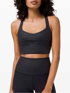 Lululemon free to be wild long line sports bra 8 black emboss